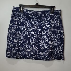 Rafaella Blue and White Floral Skort for Casual Outings Tennis Golf